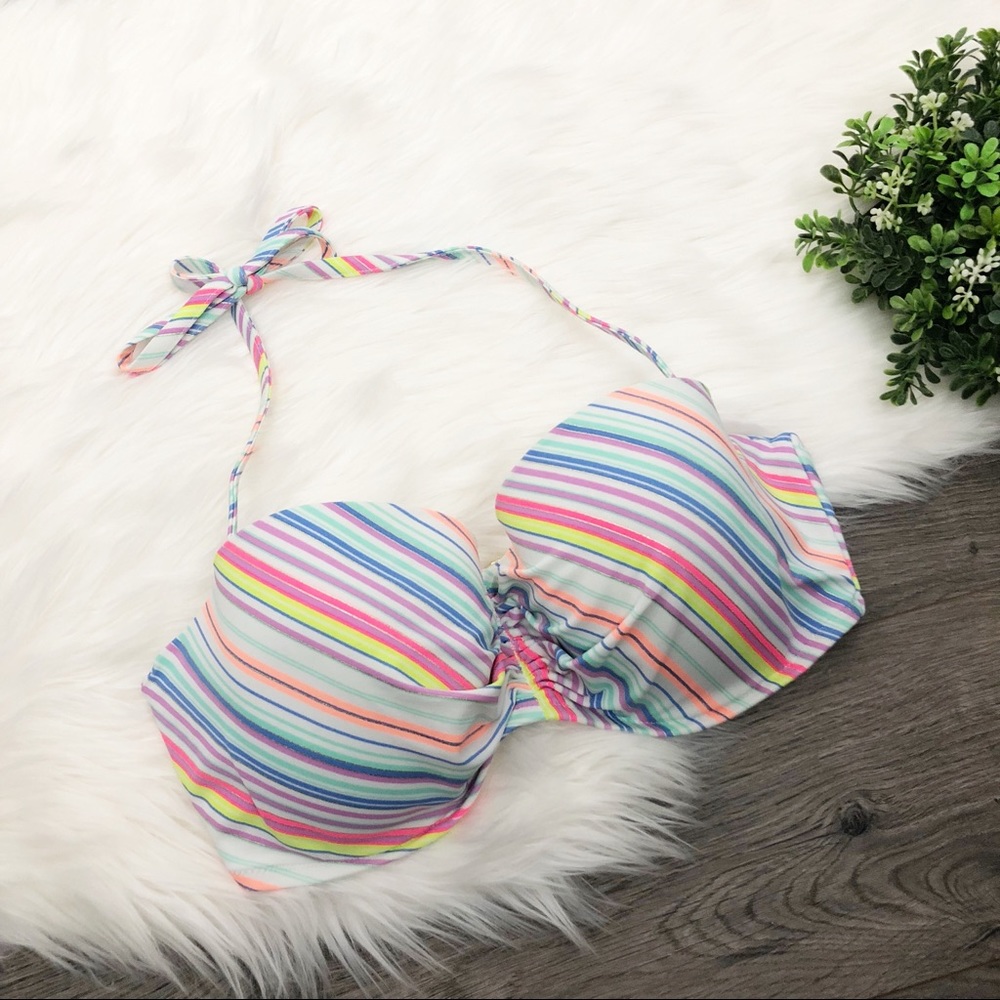 VS Multi-colored Stripe Bandeau Swim Top 36DD